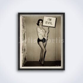 Printable Shelley Fabares with I'm Evil sign 1965 photo, feminist art - vintage print poster