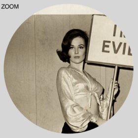 Printable Shelley Fabares with I'm Evil sign 1965 photo, feminist art - vintage print poster