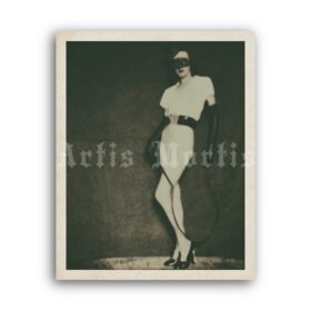 Printable Mysterious mistress - fetish, femdom photo by John Willie - vintage print poster