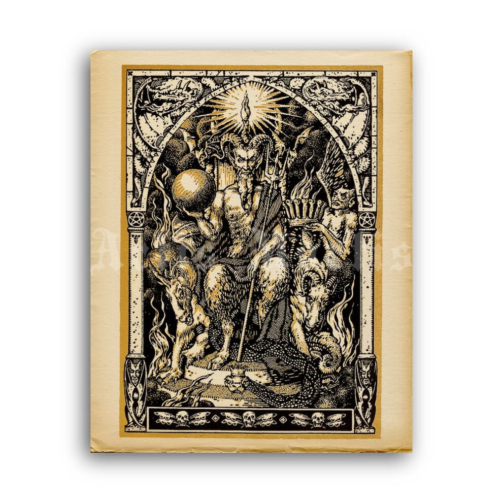 Printable Devil's coronation - vintage dark art by Bernard Zuber - vintage print poster
