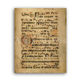 Printable Gregorian chant manuscript, Medieval score, Graduale Aboense - vintage print poster