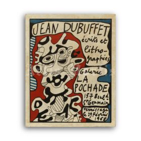 Printable Jean Dubuffet 1968 exhibition poster - Ecrits et Lithographies - vintage print poster