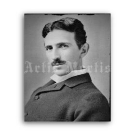Printable Nikola Tesla vintage photo portrait - inventor, scientist, genius - vintage print poster