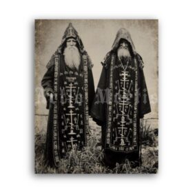 Printable Russian orthodox monks antique photo, schemonk, batushka - vintage print poster