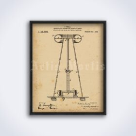 Printable Nikola Tesla - Wireless electrical energy transmitter patent print - vintage print poster