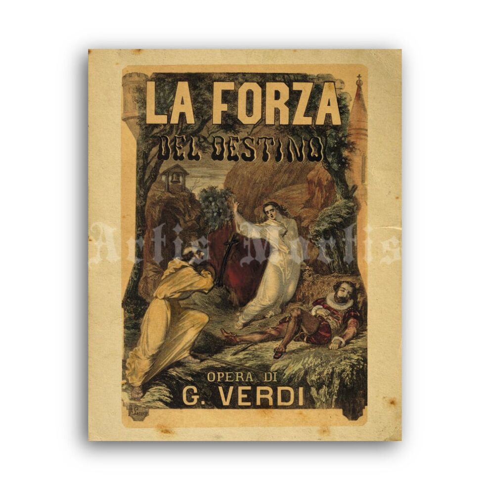 Printable Giuseppe Verdi opera vintage 1862 poster - La forza del destino - vintage print poster