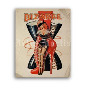 Printable Bizarre cover art by John Willie – 1940s fetish magazine poster - vintage print poster