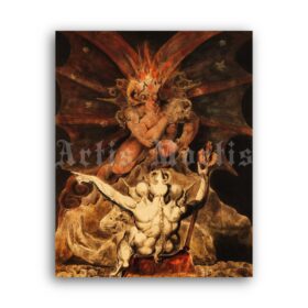 Printable The number of the beast is 666 by art by William Blake - vintage print poster