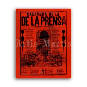 Printable Calavera of the press - art by Jose-Guadalupe Posada - vintage print poster