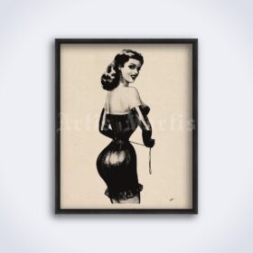 Printable Corset illustration – vintage fetish fashion art by John Willie - vintage print poster