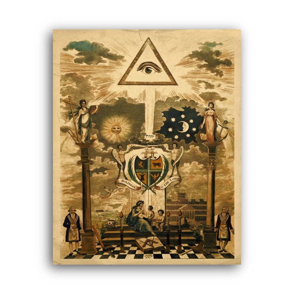 Printable The Eye of Providence - Freemasonry, Eye in the Pyramid print - vintage print poster