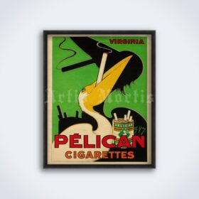 Printable Vintage Pelican cigarettes poster, cigarette decor, smoker print - vintage print poster