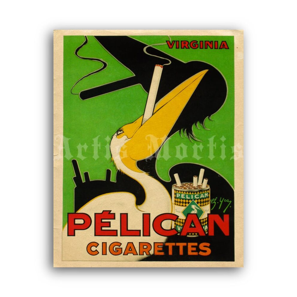 Printable Vintage Pelican cigarettes poster, cigarette decor, smoker print - vintage print poster