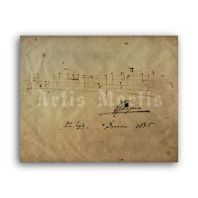 Printable Nocturne No.2 Op.9 by Frederic Chopin, score with autograph - vintage print poster