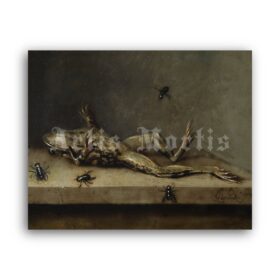 Printable Dead Frog with Flies - painting by Ambrosius Bosschaert - vintage print poster