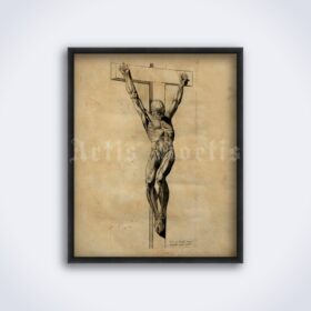 Printable Crucified human body, anatomy, vintage medical art print - vintage print poster