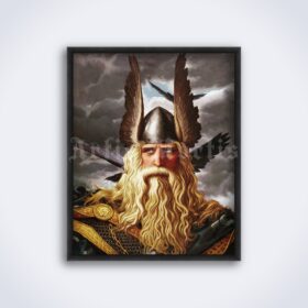 Printable Odin - illustration by Konstantin Vasilev – Wotan, Viking art - vintage print poster