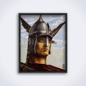 Printable Russian Warrior, fighter, viking - painting by Konstantin Vasilev - vintage print poster