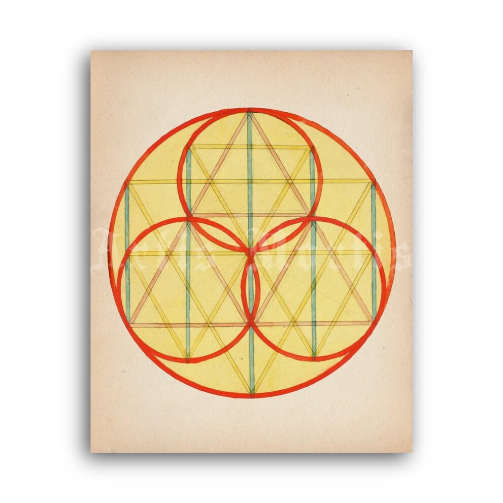 Printable Mandala art #1 from Manly P. Hall alchemical manuscript - vintage print poster