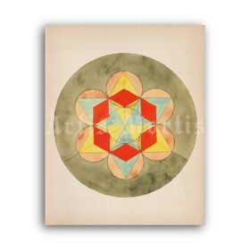 Printable Mandala art #2 from Manly P. Hall alchemical manuscript - vintage print poster