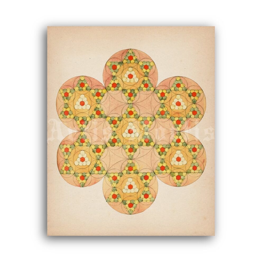 Printable Mandala art #4 from Manly P. Hall alchemical manuscript - vintage print poster