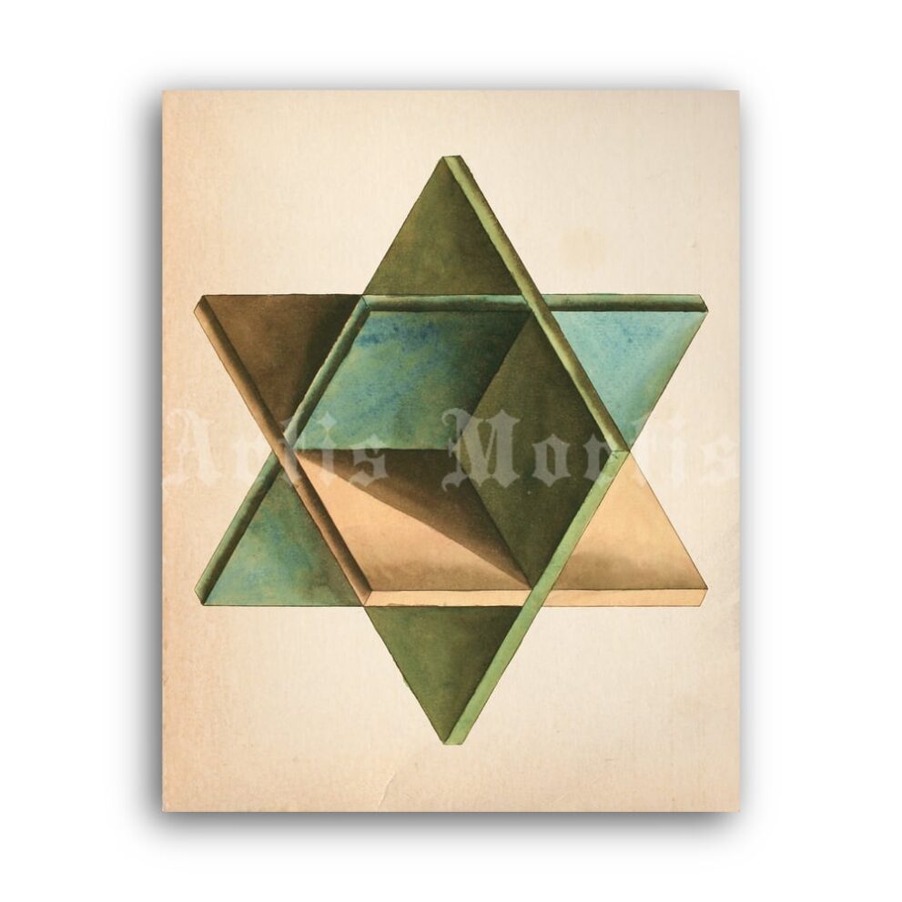 Printable Hexagram mandala art from Manly P. Hall alchemical manuscript - vintage print poster