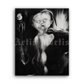 Printable Macabre embryo, fetus, birth - dark art by Alberto Martini - vintage print poster