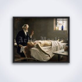 Printable Autopsy, doctor holding a heart painting by Enrique Simonet - vintage print poster