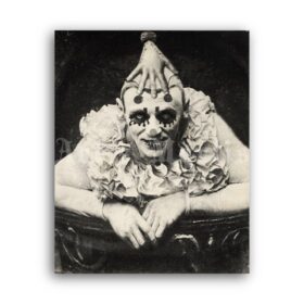 Printable Creepy, strange, weird clown – vintage circus photo print - vintage print poster