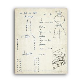 Printable Francis Crick and James Watson DNA structure diagram sketch - vintage print poster