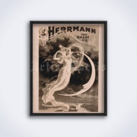 Printable Herrmann the Great Magician – Maid of the Moon illusion poster - vintage print poster