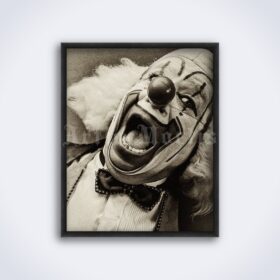 Printable Laughing gray-haired clown – vintage circus photo - vintage print poster