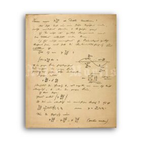 Printable Erwin Schrödinger manuscript - Quantum physics poster - vintage print poster
