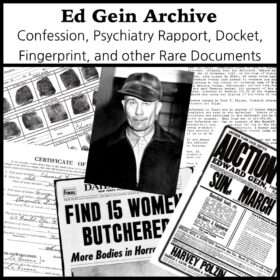 Printable Ed Gein Documents - confession, psychiatry rapport, photos - vintage print poster