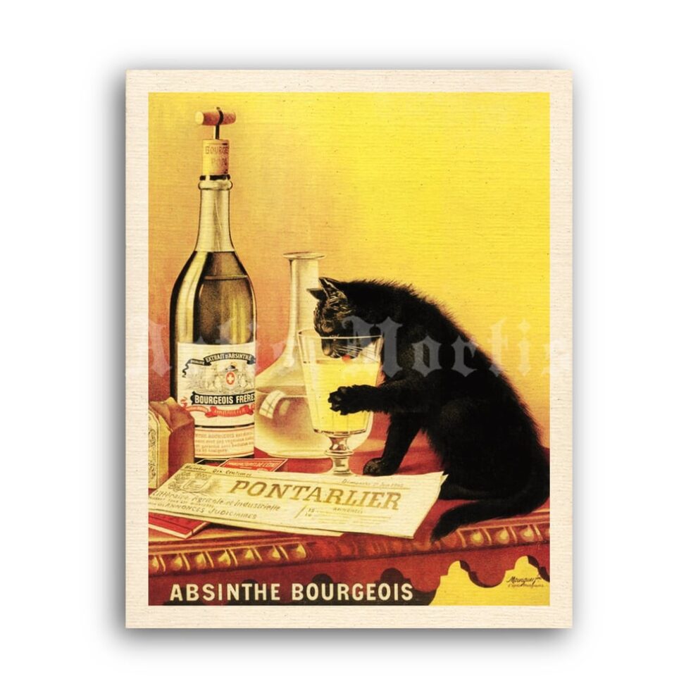 Printable Vintage Absinthe Bourgeois advertisement poster, print - vintage print poster