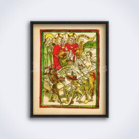 Printable Ars Moriendi - The Art of Dying manuscript, medieval dark art - vintage print poster