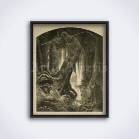Printable Death in the forest by Artur Grottger - grim reaper, wildness print - vintage print poster