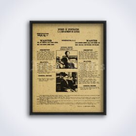 Printable Bonnie and Clyde 1934 crime record and wanted poster - vintage print poster