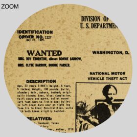 Printable Bonnie and Clyde 1934 crime record and wanted poster - vintage print poster
