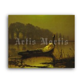 Printable The Lady of Shalott painting by John Atkinson Grimshaw - vintage print poster