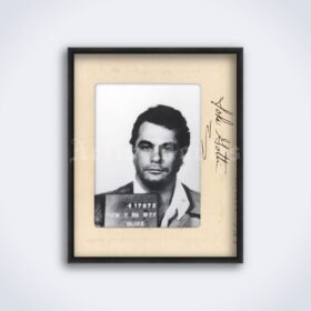 Printable John Gotti crime family boss mugshot with signature photo - vintage print poster