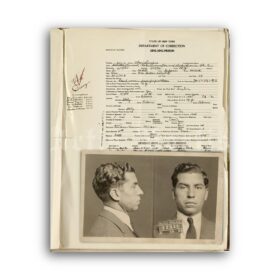 Printable Charles Lucky Luciano crime record and mugshot poster - vintage print poster