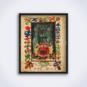 Printable Mouth of Hell - medieval gothic illuminated manuscript poster - vintage print poster
