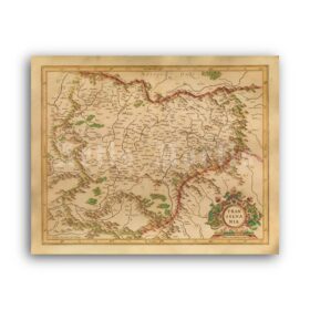 Printable Transylvania map from antique atlas - vampire decor, print - vintage print poster