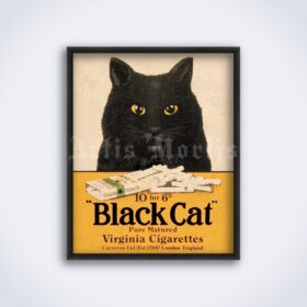 Printable Black Cat cigarettes poster, smoker decor, vintage print - vintage print poster