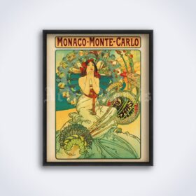 Printable Monaco Monte-Carlo vintage travel poster by Alphonse Mucha - vintage print poster