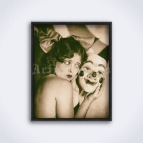 Printable Actress Clara Bow with a weird clown mask vintage photo - vintage print poster