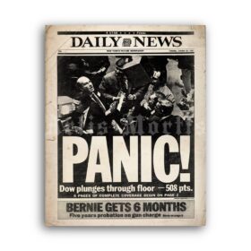 Printable Black Monday 1987 headline, panic, market crash, crisis poster - vintage print poster