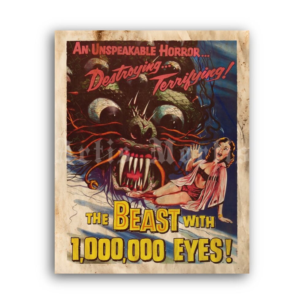 Printable The Beast with a Million Eyes - vintage 1955 sci-fi movie poster - vintage print poster