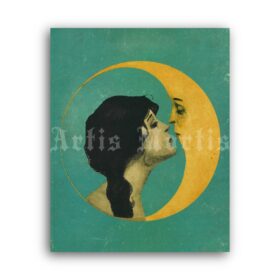 Printable Dear Old Dixie Moon song cover art, vintage poster - vintage print poster